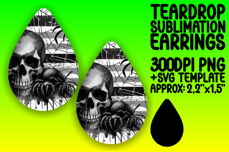 Unique Teardrop Earrings Template PNG , Halloween