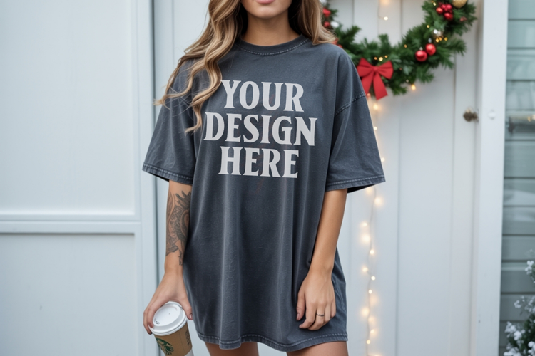 Christmas Comfort Colors 1717 Pepper TShirt Mockup, CC 1717