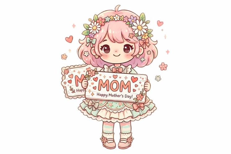 Adorable kawaii flower girl character