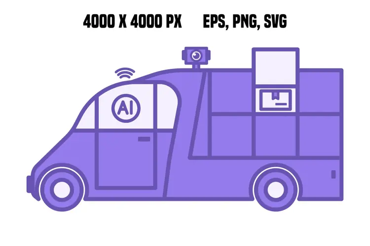 Purple Self-Driving Delivery Van Icon