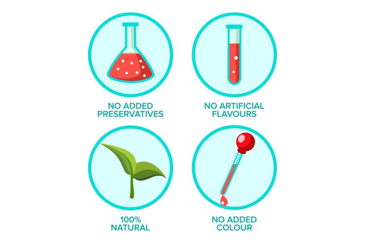 Preservatives Free, Natural Product Vector Stickers Set example image 1