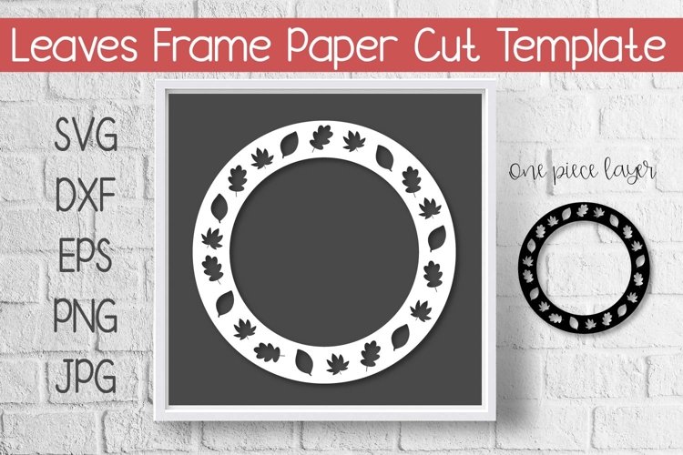 Leaves Frame Paper Template Cut Design SVG example image 1
