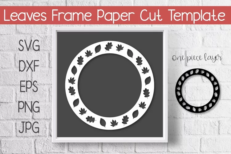 Leaves Frame Paper Template Cut Design SVG