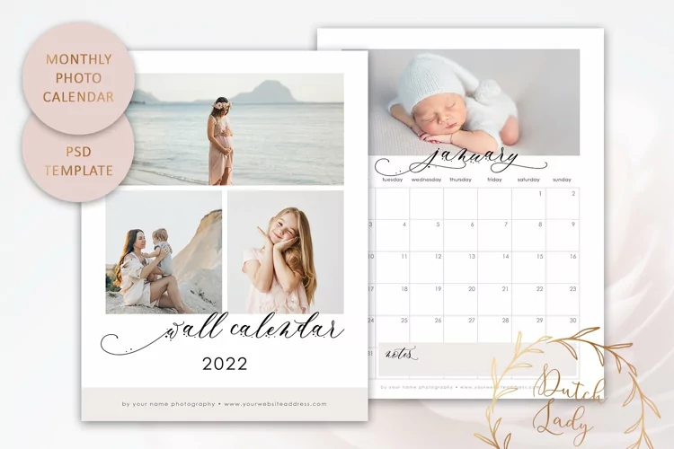 PSD Photo Calendar 2022 - Adobe Photoshop Template #1