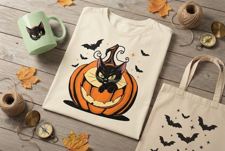Halloween Black Cat PNG | Pumpkin Witch Hat Cat Clipart