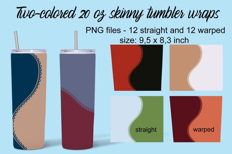 Two-colored 20 oz skinny tumbler wraps | Sublimation design example image 1