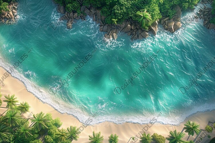 Aerial view turquoise ocean. Summer background. High photo example image 1