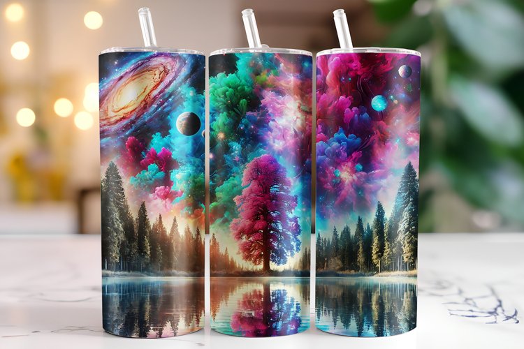 Colorful forest and space view Tumbler Wrap | Sublimation
