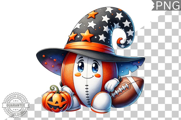 Halloween Football Sublimation - Clipart PNG Design