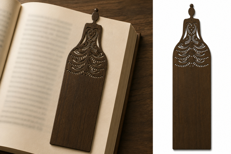 Elegant Lady Dress Wooden Bookmark for Women Readers example image 1