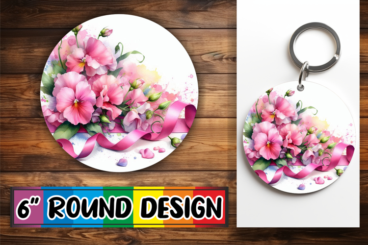 Enchanted Keychain Round Sublimation PNG, Flowers