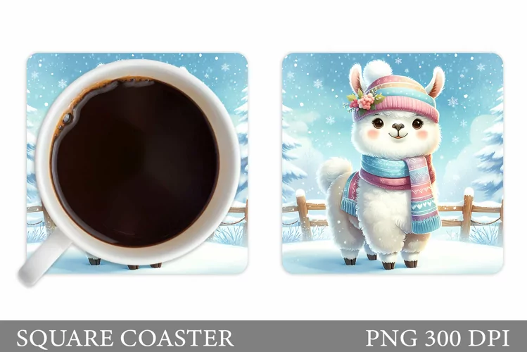Christmas Lama Coaster Design. Christmas Coaster Sublimation