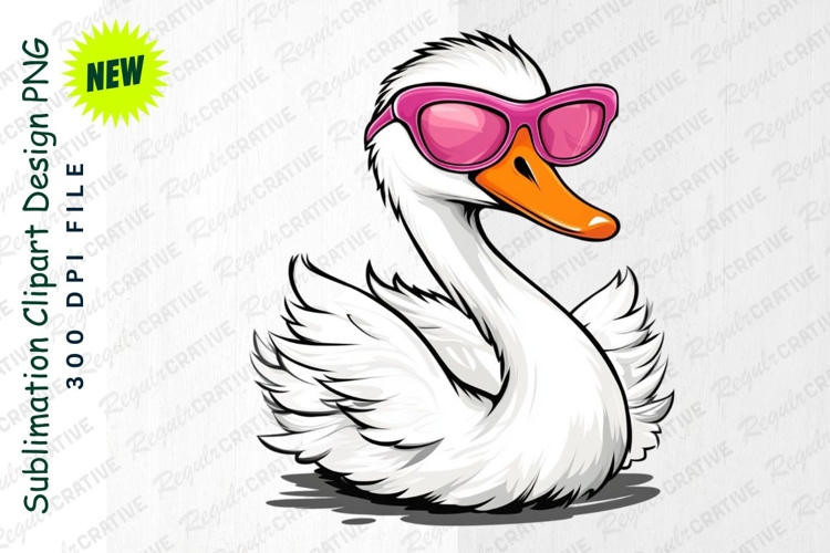 Stylish Cartoon Swan Wearing Pink Sunglasses Clipart example image 1