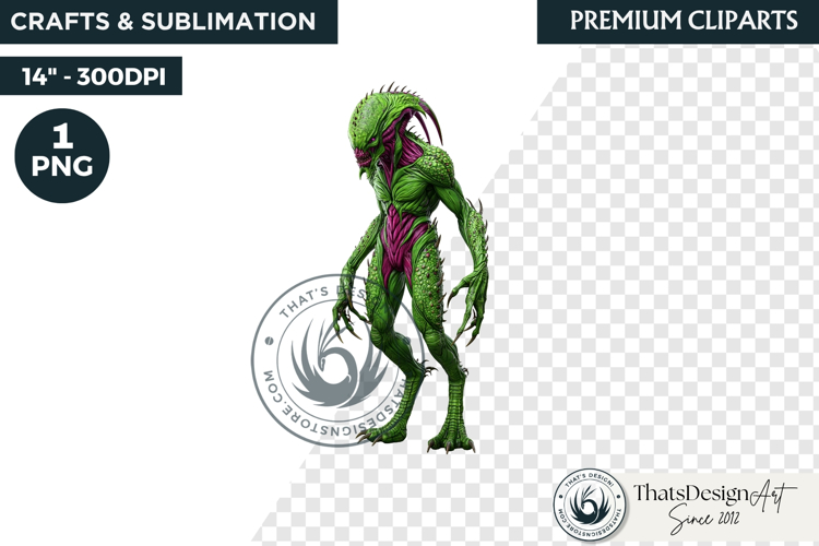 Halloween Acid Monster Clipart PNG Neon Fantasy Character