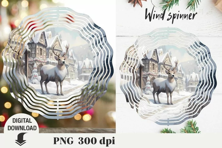 Christmas wind spinner, Christmas deer, merry christmas