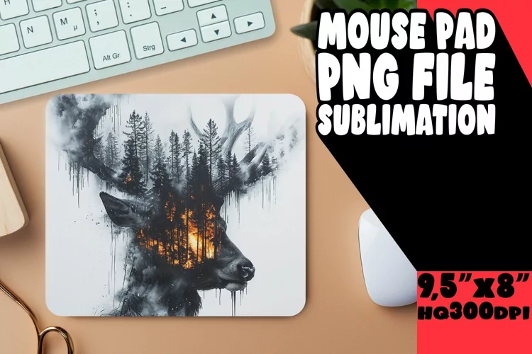 Blaze Animal Shape Mouse Pad - Sublimation, Abstract