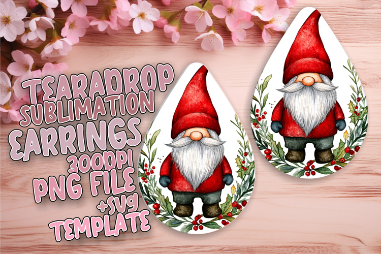 Artful Teardrop Earrings Template Art , Gnome