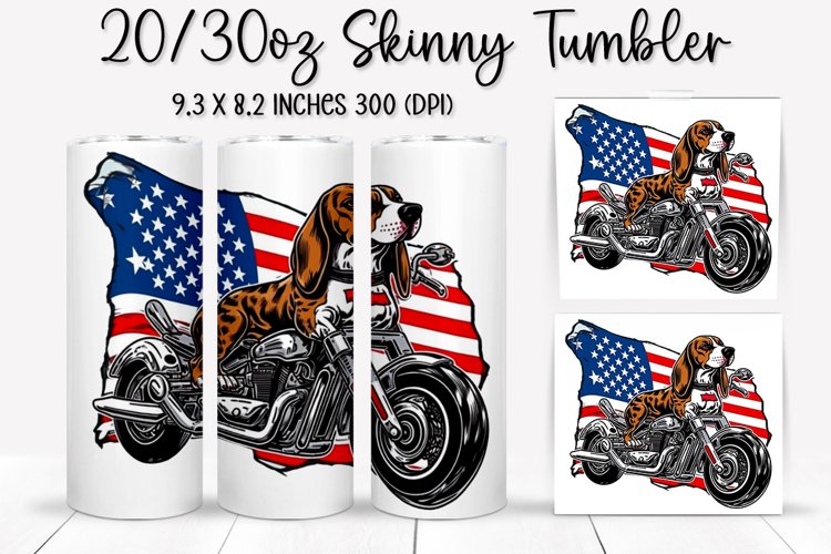 Dog Skull Ride An American Flag - Tumbler Sublimation Design