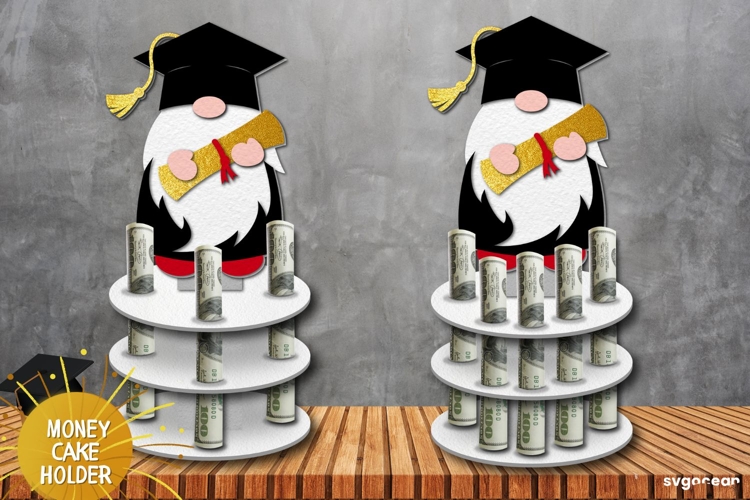 Graduation Money Cake Gnome | Money Holder | Layered SVG example image 1