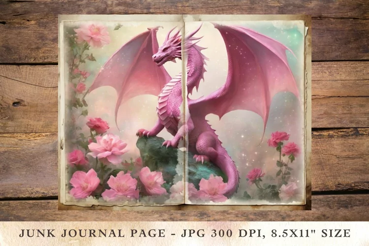 Printable Junk Journal Pages classic dragon 3