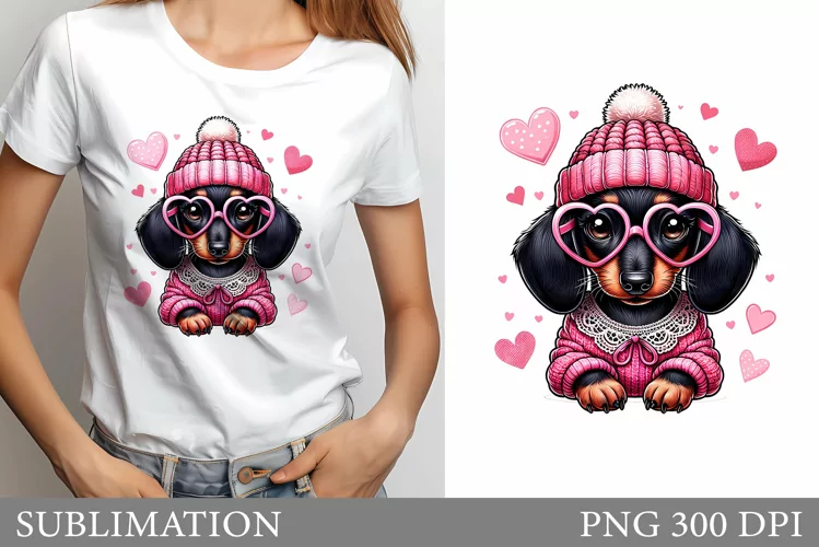 Cute Dachshund Dog Sublimation. Dachshund Dog T-Shirt Design