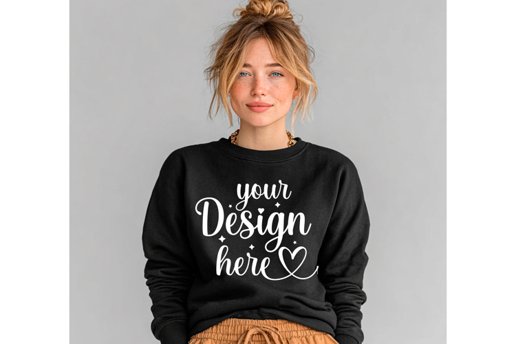 Gildan 18000 Black mockup, Gildan blank mockup