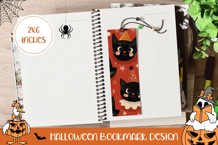 Funny Halloween Cats Bookmark, Halloween Bookmark Design