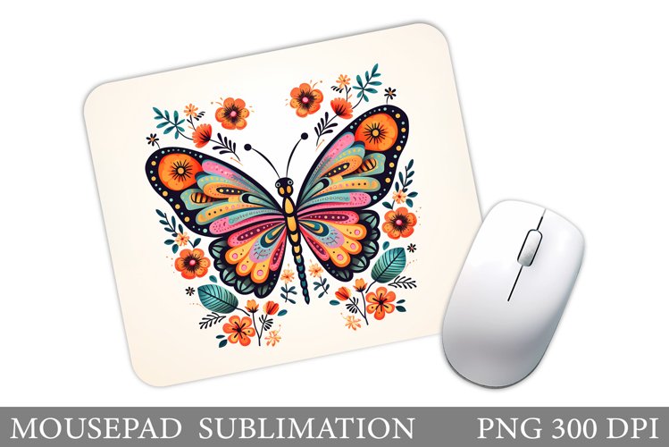 Butterfly Mouse Pad Design. Flowers Mouse Pad Sublimation