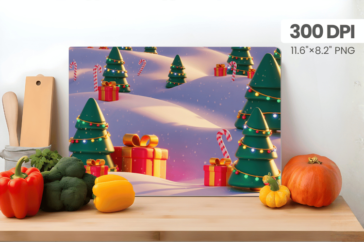 Winter Christmas Wonderland Cutting Board PNG Sublimation