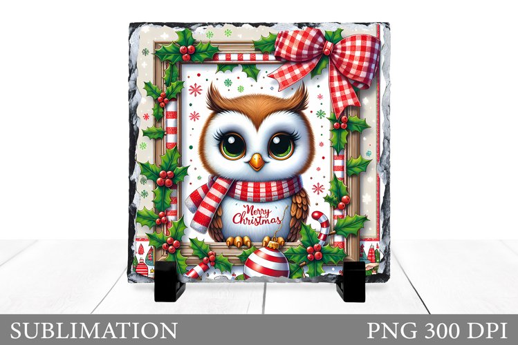 Christmas Owl Sublimation. Christmas Owl Slate Design example image 1