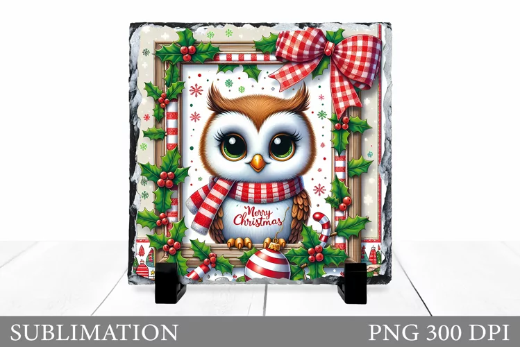 Christmas Owl Sublimation. Christmas Owl Slate Design