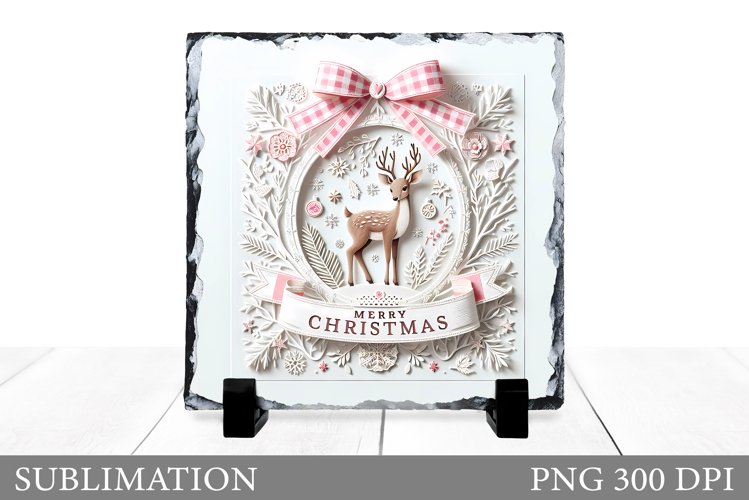 Christmas Deer Sublimation. Christmas Deer Slate Design example image 1