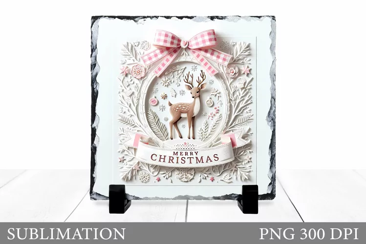 Christmas Deer Sublimation. Christmas Deer Slate Design