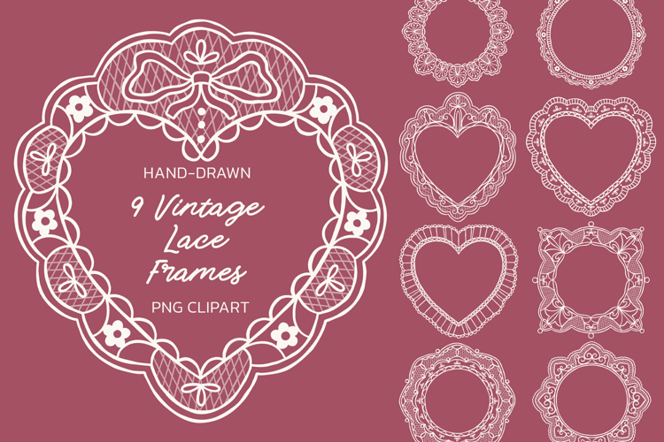 Lace Wedding Frames PNG | Heart Frame Clipart