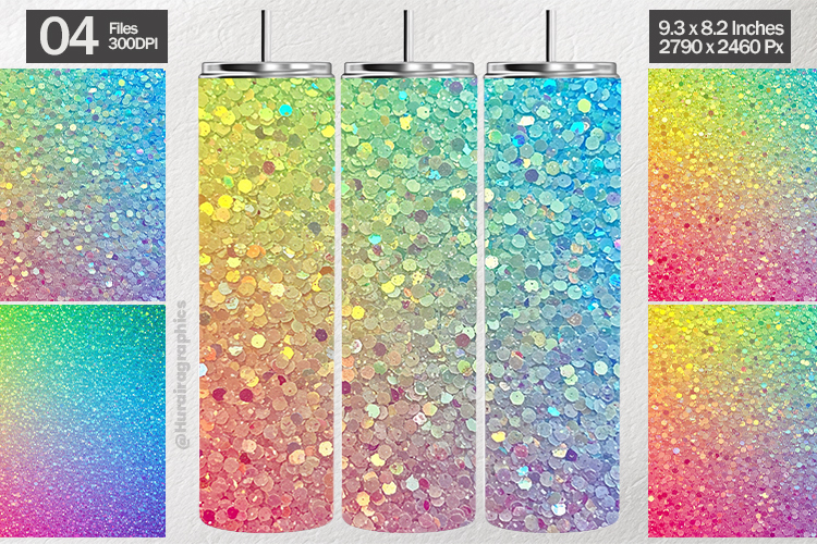 Pastel Rainbow Glitter Tumbler Wrap| Tumbler Sublimation
