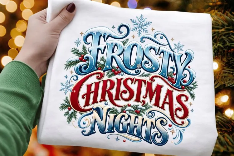 Frosty Christmas Nights PNG - Vintage Winter Typography