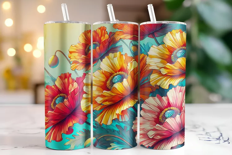 Flowers Tumbler Wrap | Sublimation | Tumblers