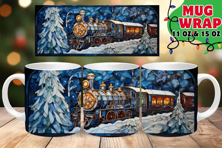Holiday Stained Glass Fantasy 11oz 15oz Mug Wrap