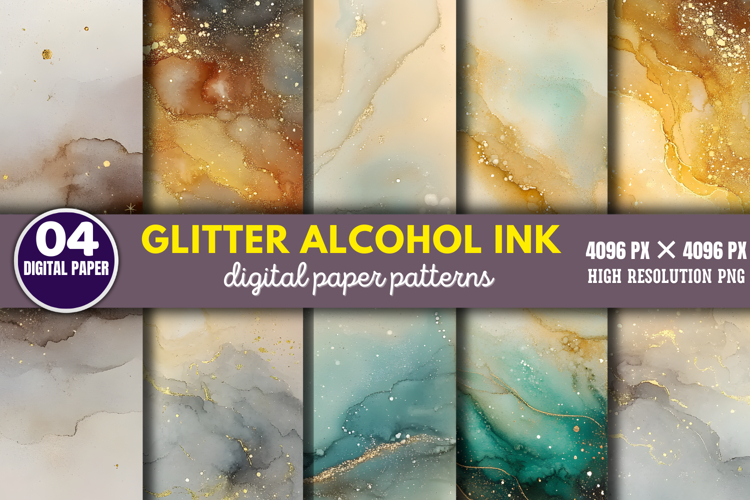 Glitter Alcohol Ink Background Paper PNG