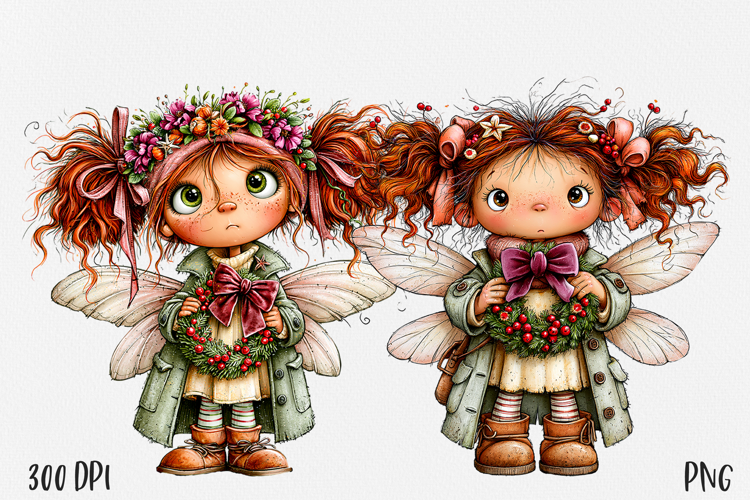 Christmas Fairy PNG, Cute Winter Fairy Girl Clipart