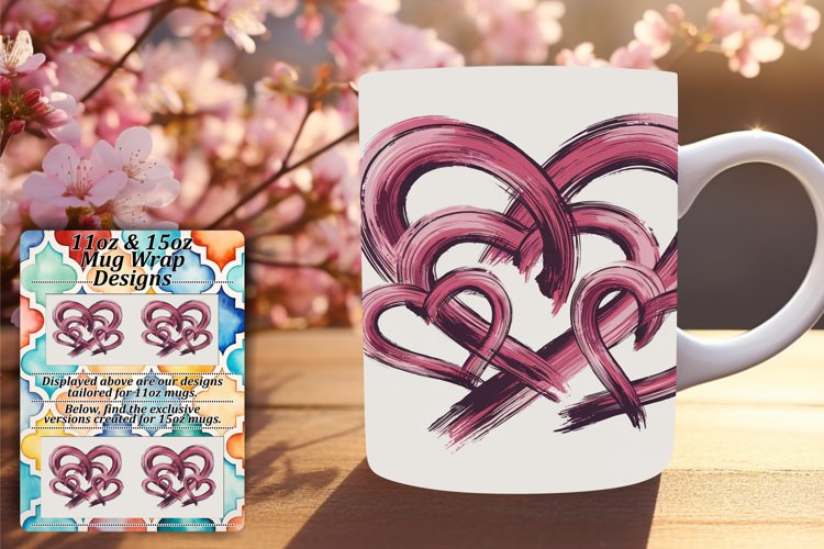 Heart Pattern Mug Wrap Sublimation Design 11oz 15oz