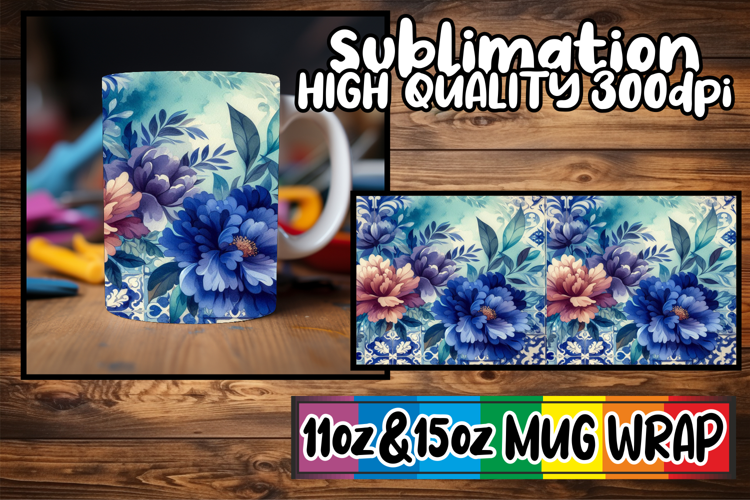 Graceful elegance 11oz 15oz mug wrap, Watercolor Pattern