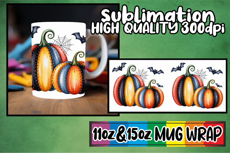 Cozy thoughts 11oz 15oz sublimation wrap, Pumpkin Watercolor