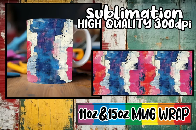 Spring-Themed Mug Wrap Graffiti Pattern Sublimation