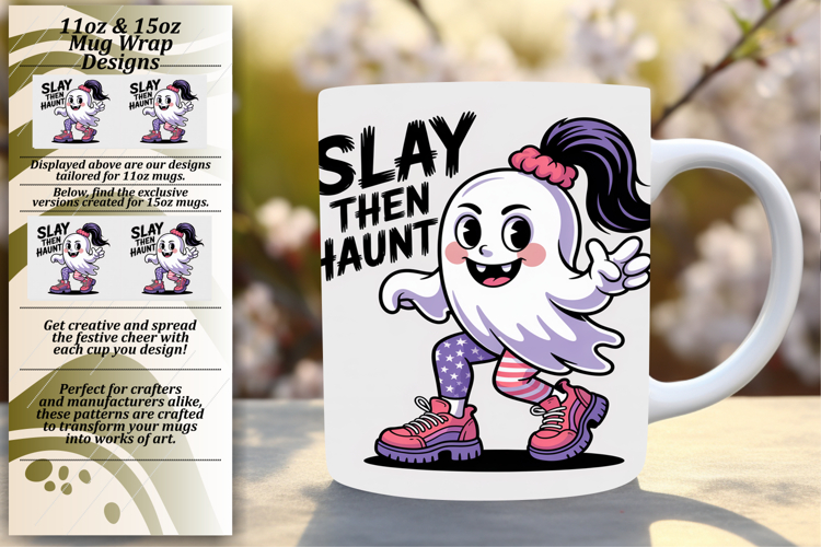 Custom 11oz Mug Wrap Png Artwork , Funny Ghost