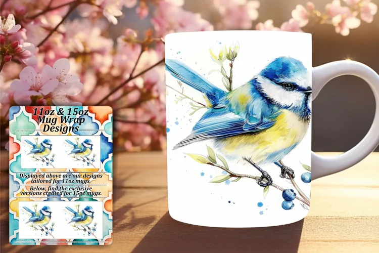 11oz/15oz Sublimation Wrap Birds on Branches Spring
