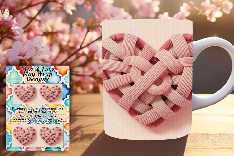 Inspiring 15oz Mug Wrap Png Template , Flowers Heart