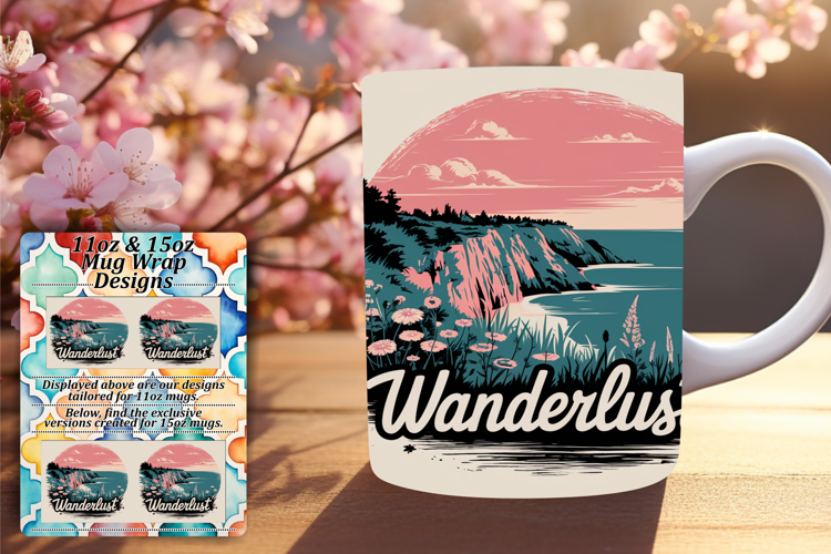 Bright 11oz Mug Wrap Png Design , Adventure