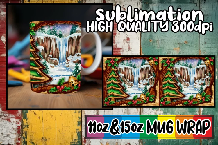 Pure elegance sublimation 11oz 15oz mug wrap, Christmas