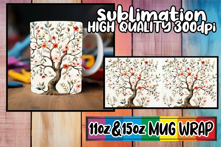 Whimsical Spring Tree Mug Sublimation Wrap